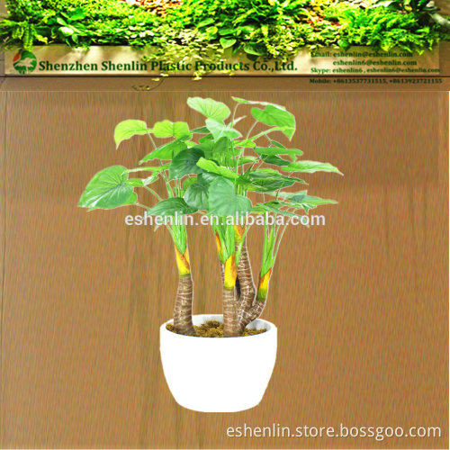 high imitation artificial fake green money plants in white pot for patio